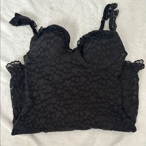 victoria secret black lace slip dress with heart detail